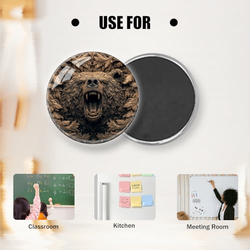 Set de 6 imanes redondos para refrigerador tema oso marrón miniatura 4