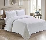 Luxury Home Collection 3 Piece King/California King Oversize Embossed Coverlet Bedspread Set Solid White