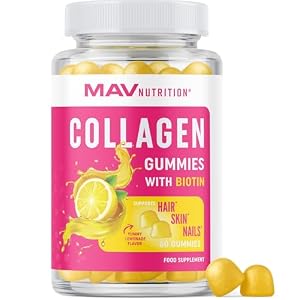 Collagen Gummies for Women | 200mg Hydrolyzed Collagen + 2500mcg Biotin, with Vitamin C, E & Zinc | Anti Aging, Hair Growth, Skin, Strong Nails | Non-GMO Collagen Supplements for Women | 60 Count
