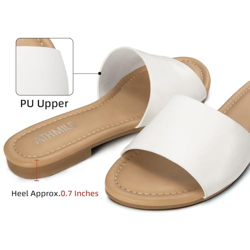 Image of ATHMILE Sandals for Women One Band Womens Sandals Dressy Open Toe Flats