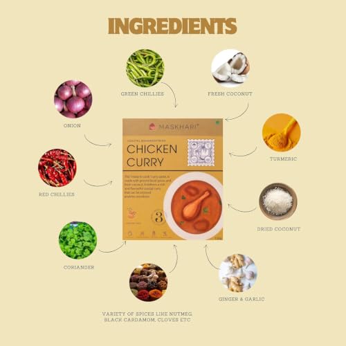 Image of Maskhari Ready to Eat Chicken Curry Pack of 5 150g Each Heat and Eat Chicken Curry Paste Maharashtrian Style Instant Indian Meal Ready to Cook Food Chicken Masala No Added Preservatives No Artificial Colors