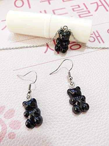 RUIZHEN Cute Mini Gummy Bear Dangle Earrings Pendant Necklace Jewelry Set Cute Animal Earrings2