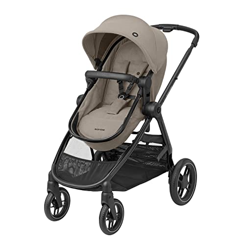 Maxi-Cosi Zelia 3 Luxe 2-in-1 Prams Travel System, 0 - 4 Years, up to 22 kg, Baby Stroller, Reclinable, Reversible Pushchair Seat & Pram Body, One-Hand Fold, XXL Shopping Basket, Twillic Truffle
