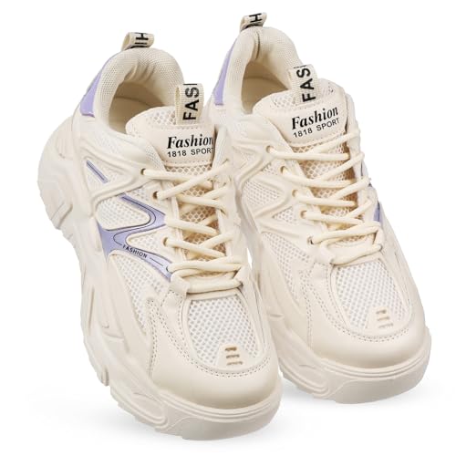 Sneakers chunky femmes baskets à lacets confort respirant anti-glisse PU