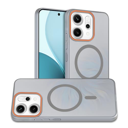 Image of AESTMO Oppo Reno 14 Pro 5G Back Cover | Slim Hard Shell | Matte Frosted Hard Back Translucent Back Cover for Oppo Reno 14 Pro 5G (Compatible with MagSafe Accessories, Grey)