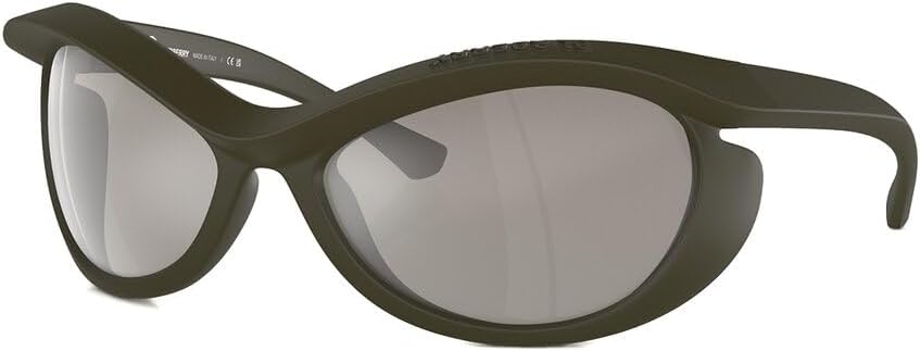 Sunglasses in Green - Light Grey Mirror Silver by Burberry