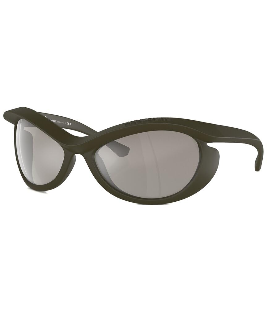 Sunglasses in Green - Light Grey Mirror Silver by Burberry