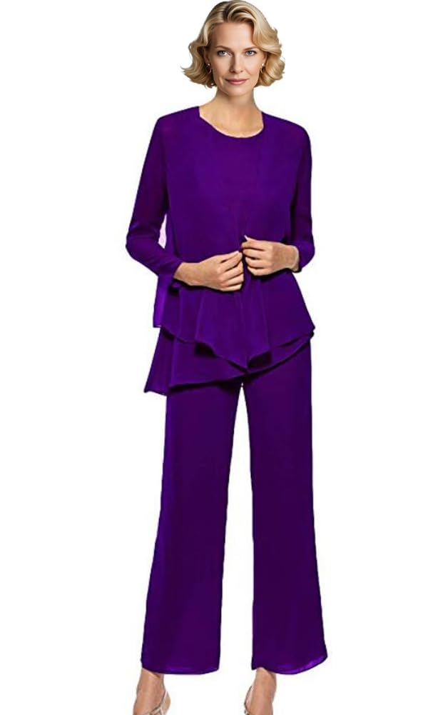 Lot de 3 pantalons habillés en mousseline de soie pour femme