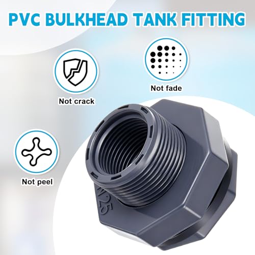 Image of 4 Pcs 1 Inch Bulkhead Fitting PVC Npt Tank Connector