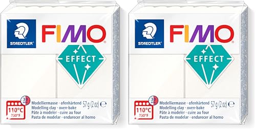 FIMO STAEDTLER Effect - Pain pâte à Modeler 57 g Effet métallique Blanc nacré - 8010-08 (Lot de 2)