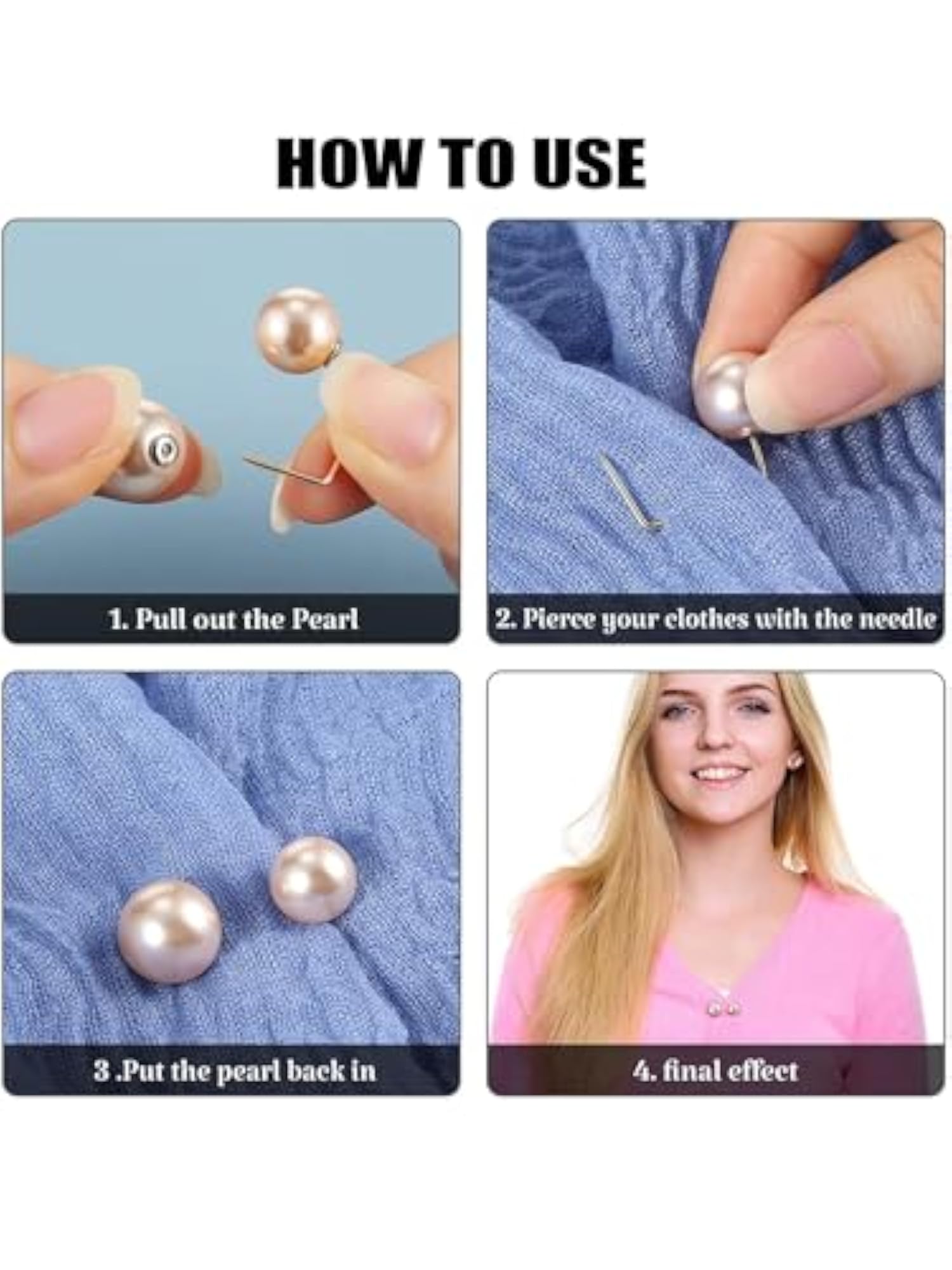 6 Pcs Pearl Pins Sweater Shawl Clips, Decorative Accessories