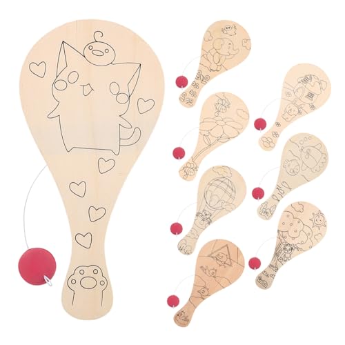 OFFSCH 8piezas Raqueta De Tenis De Mesa De Madera Sin Pintar Juguete Para Pintar y Dibujar De Artesanal Para Aire Actividades Artísticas Infantiles