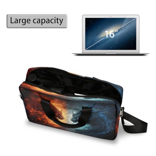 Bolso para laptop rojo azul con diseño dragón 15.6 in miniatura 5