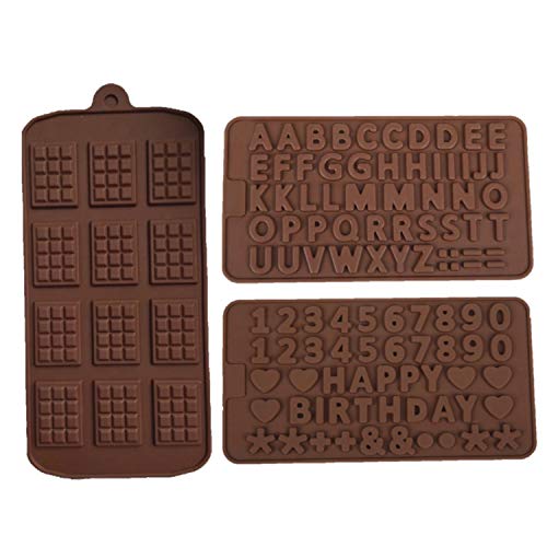 3 Pack of Chocolate Letter Molds For Cake Decorations - Chocolate Molds Letters & Number Molds For All Celebrations - Easy To Clean Silicone Letter Molds for Chocolate - Alphabet Molds For Chocolate