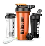 【Leicht zu Mischen &Mit Großem Fassungsvermögen】Klassischer 700ML-Shaker-Becher mit einzigartiger fester Mixer-Kugel. Im Vergleich zur Edelstahl-Mixer-Kugel können Mischungen schneller gemischt und geglättet werden. Ideal für Protein-Shakes, Smoothies, Fasergetränke und Mahlzeitenersatz.