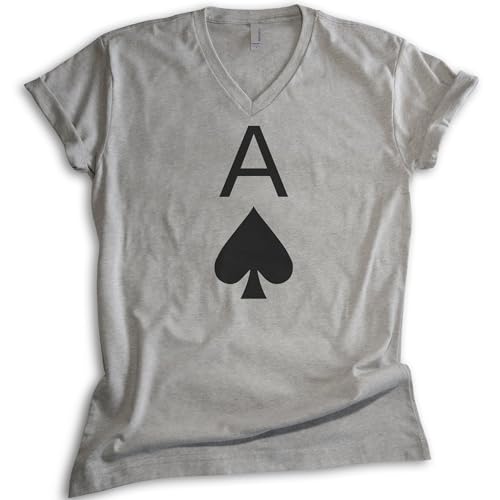 EVERTREE CLOTHING Ace of Spades V-Neck T-Shirt, Unisex Women's Men's Vneck, Cute Ace T-Shirt, Cards Shirt, Poker Shirt