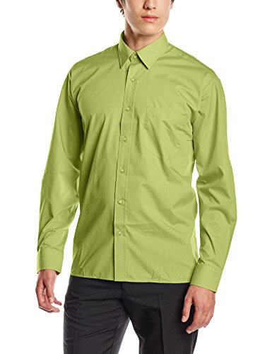 Premier Workwear Poplin Long Sleeve Shirt, Camisa para Hombre, verde (Lime), Size - 17