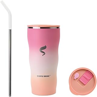 30 oz Insulated Tumbler with Straw and Lid, Blush Pink Ombre | Spill-proof cup keeps drinks cold up to 24 hours; BPA-free 18/8 stainless steel, dishwasher safe and fits most cup holders