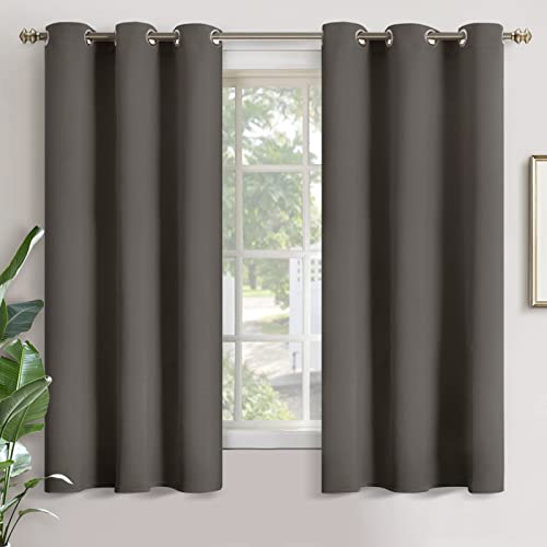 Image of YoungsTex Blackout Curtains for Bedroom 63 Inch Long - Thermal Insulated with Grommet Room Darkening Window Drapes for Basement Office Living Room, 2 Panels, 42 x 63 Inch, Grey