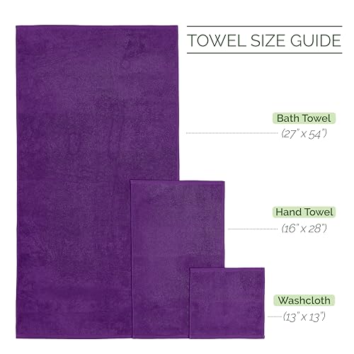 Image of Elegant Comfort 4 Lines Viscose Stripe 6-Piece Premium Towel Set - 100% Turkish Cotton High Absorbent Luxury Bathroom Towels - Includes 2 Washcloths, 2 Hand Towels and 2 Bath Towels Set, Purple