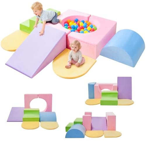 IFNOW Climbing Toys for Toddlers Indoor,7-Piece Foam Toddler Climbing Blocks Set, Colourful Soft Play Climbing,Play Gym Climber Structures for Toddler 1-3,Climb and Crawl Play Set with Widended Velcro