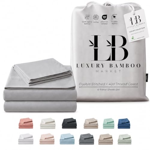 Image of |Twin XL Size Sheet Set | Organically Grown | Ultra Soft & Cooling |100% Viscose | 17 inch Deep Pocket [Dove Grey]