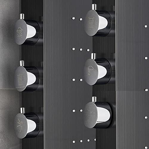 Columna de ducha de acero inoxidable con sistema de mezcla y boquillas de masaje LED - Negro 8013 miniatura 4