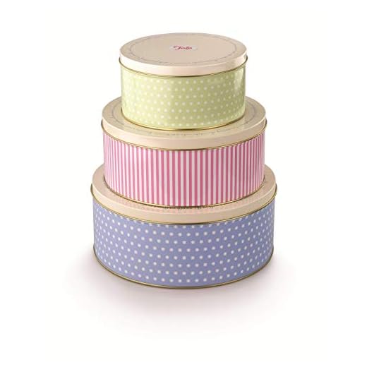 Tala Retro Cake Storage Tins Set of 3, Metal Nesting Canisters for Cakes, Biscuits & Savouries, Vintage Kitchen Storage Containers, Round with Lids, 25.5cm, 22cm & 17cm