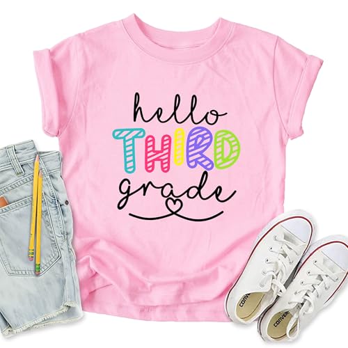 Image of First Day of School Shirt Girls Boys Preschool to 5th Grade Tshirt Kids Back to School Graphic Tee Tops