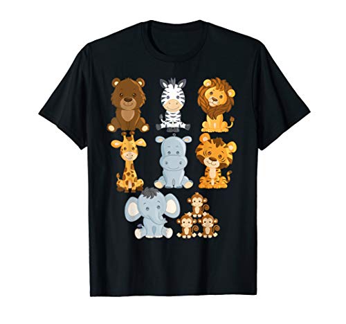Boy's Girl's Safari Zoo Jungle Animals For Toddlers T-Shirt