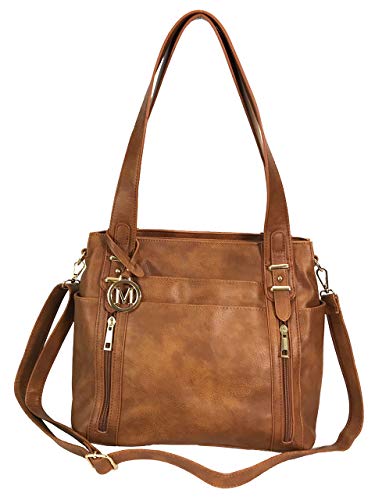 Multi Pockets Double Handles Faux Leather Concealed Carry Purse with Hidden Locking Zipper