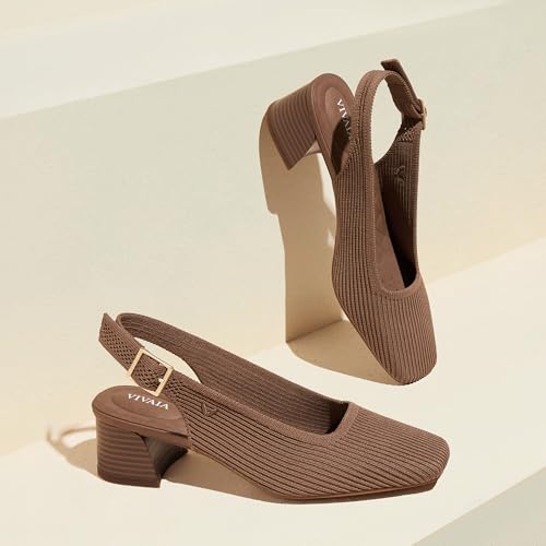 VIVAIA Melody Slingback Pro Square-Toe Block Heels For Women With Arch Support Comfortable Walking Sandals2