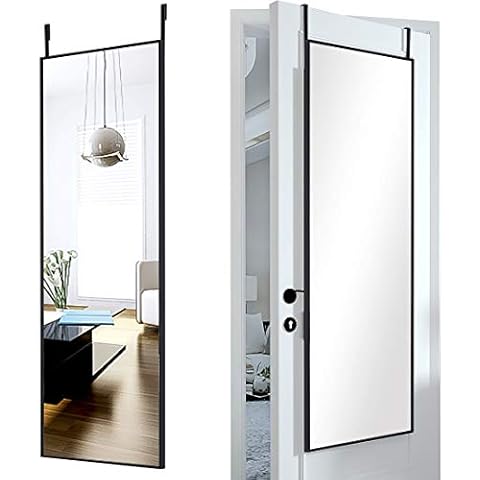 MYSELFLY Full Length Mirror 47"×14" Door Hanging Mirror or Wall Mounted, Full Body (Explosion-Proof Glass) Aluminium Alloy Framed for Bedroom Dress Make Up Fitting Room Black Cover