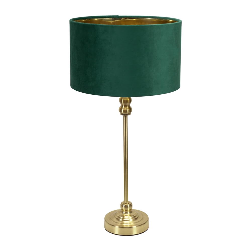 ValueLights | Maggie Gold Metal Candlestick Table Lamp with Green Velvet & Gold Inner Shade | Table Lamps, Home Décor & Improvement Essential