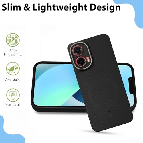 Image of LIRAMARK Rugged Carbon Fibre TPU Armor Silicone Back Cover Case for Moto G35 5G