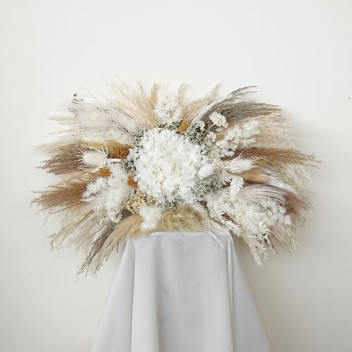 Arco de boda decorativo boho con flores secas pequeñas miniatura 1