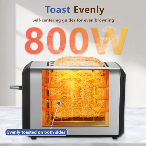 Image of SAKAMOSH Smart Toaster 2 Slice, Touch Screen, Digital Toasters with 6 Browning Levels & 6 Bread Types, Bagel, Extra Long Wide Slots, Memory Function, Timer, 800W, Stainless Steel
