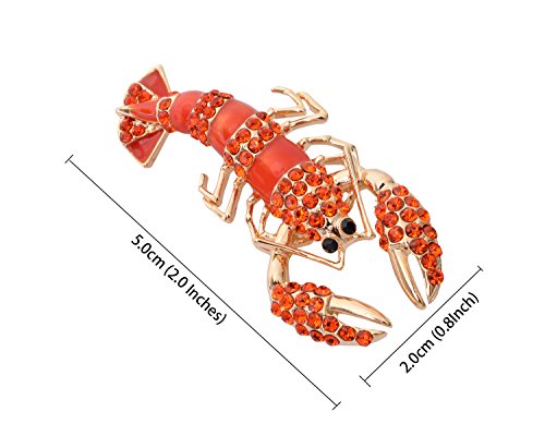 Image of Gold Tone CZ Rhinestone Crystal Lobster Animal Brooch Pin Cardigan Hat Scarf Pin with Gift Box