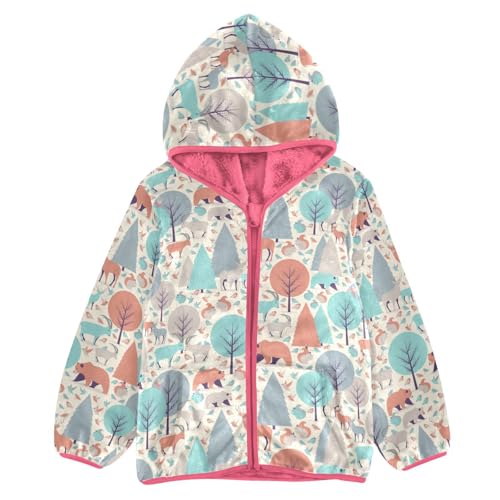 OTVEE Forest Animals Deer Bear Kids Hoodie Jacket Fall Spring Full Zip Warm Outwear Coat