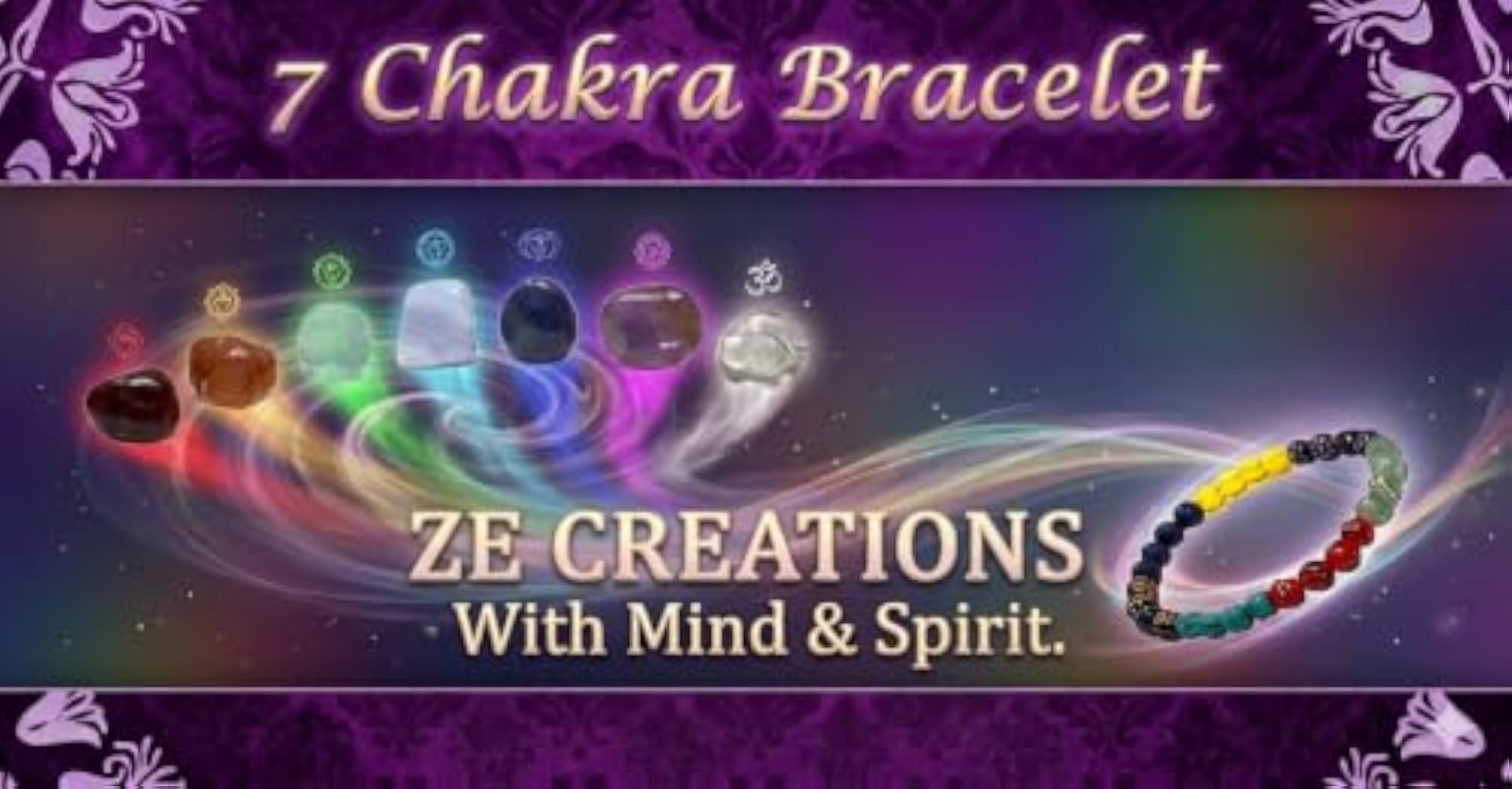 Seven Chakra Bracelet, Certified Healing Crystal