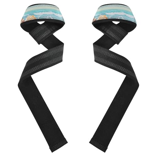 Nander Summer Beach Shells Wrist Straps for Weightlifting,Lifting Straps with Neoprene Cushioned Wrist Padded and Anti-Skid Silicone for Strength Training,Bodybuilding,Deadlifting