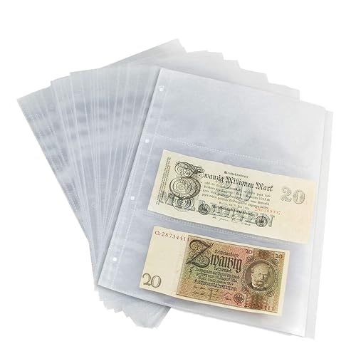 5er Pack SAFE 5483 Banknoten Hüllen - Banknotenhüllen - Ergänzungshüllen Banknoten Album - DIN A4 - mit 3 TASCHEN 97 x 220 mm GLASKLAR FÜR 6 BANKNOTEN - Zubehör FÜR ALLE SAFE RINGBINDER A4 - 480 - 481 - 4880 - 5100 - 5440 - 7921 - Ideal für grosse Banknoten + Geldscheine + Papiergeld + Notgeldscheine