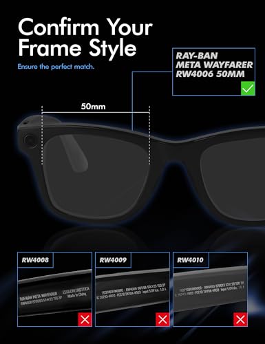 Saucer Premium-Ersatzgläser, kompatibel mit Ray-Ban Meta Wayfarer RW4006 50 mm Smart-Sonnenbrille, HD klar, nicht polarisiert, Einheitsgröße