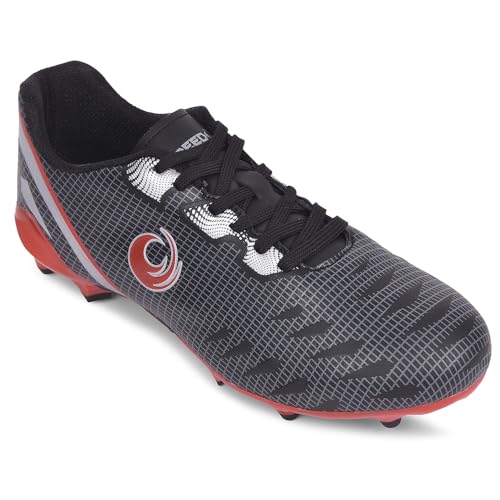 Image of Liberty Freedom Joga Sports Lacing Football and Soccer Shoes for Men - Grey & Black | High Grip, Quick-Wear Elastic Laces | Comfortable, Lightweight and Athletic Footwear | Hard Grassy Ground Surfaces