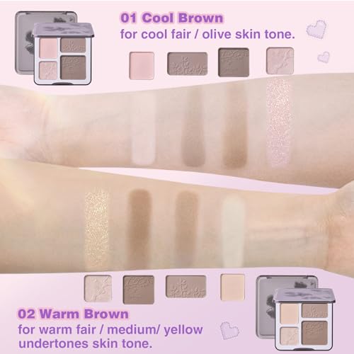 Lilyloria Face Highlighter Contour Shading Palette Sculpting Long-lasting Pressed Powder Smooth Matte Shimmer Finish Makeup for Cool Toned Skin