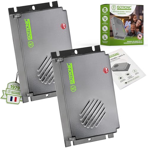 ISOTRONIC® Répulsif Contre Souris, Rats et Rongeurs à Ultrason (Set de 2)