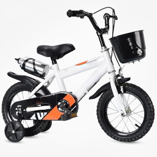 KOGB補助輪とバスケット付きの子供用自転車。サドルとハンドルは調節可能。幼児、公園、アウトドア活動、誕生日プレゼントに最適です。三角形の支柱構造で、男の子にも女の子にも適しています。12インチ、14インチ、16インチ。初心者にも最適です。 (ホワイトケト