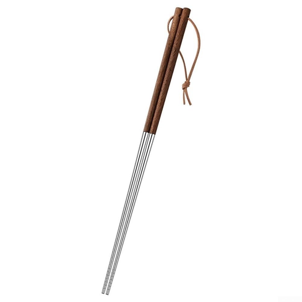 Bacchette da cucina extra lunghe 40 cm in acciaio inox con manico in legno per friggere pentole calde punte antiscivolo strumento da cucina marrone