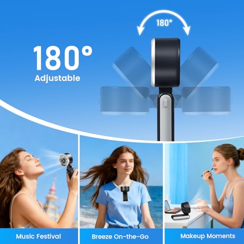 AWOAWO Portable Handheld Fan, 5 Gear Wind, Battery Operated, Up to 13 Working Hours, Mini Personal Hand Fan Blow Cold Air for Travel, Beach, Vacation & Outdoor Activities (Black) — view 5