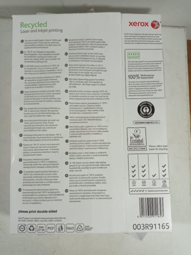 Xerox Recycled Papier - ISO 70, A4 80 g/m² - Kopierpapier für Laserdrucker und Kopierer - aus 100% Altpapier - 1 Karton, 5 Pakete, 2.500 Blatt